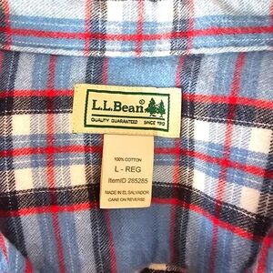 L.L. Bean Blue Plaid Flannel Shirt